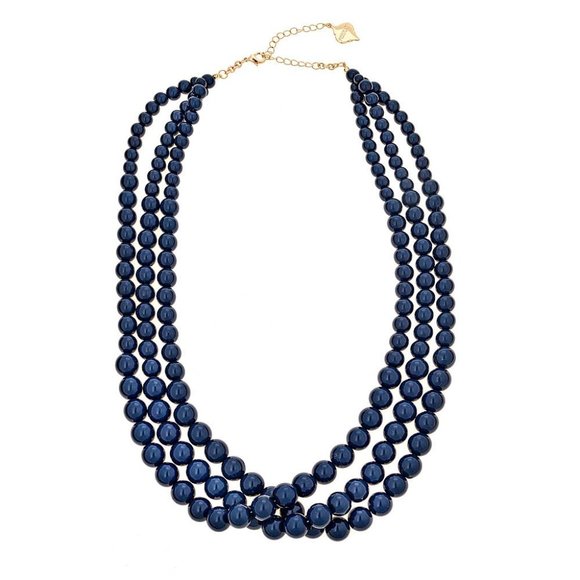 Navy Multi Strand Beaded Necklace - Picture 1 of 1